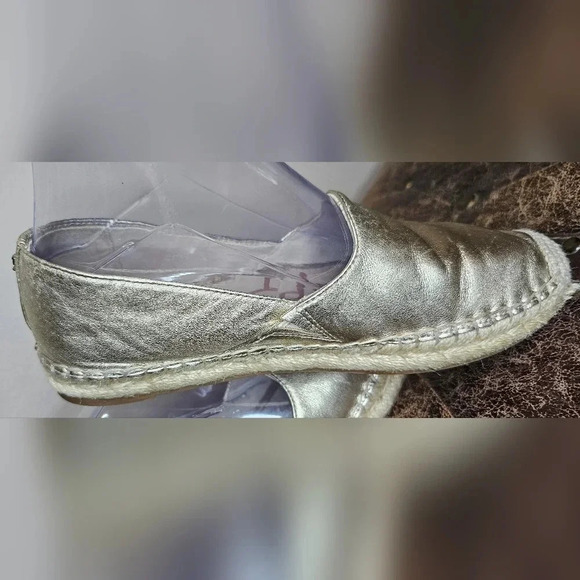 Sam Edelman Kesia Gold Leather Rounded Toe Slip On Espadrilles Classic Size 7 - Picture 15 of 16